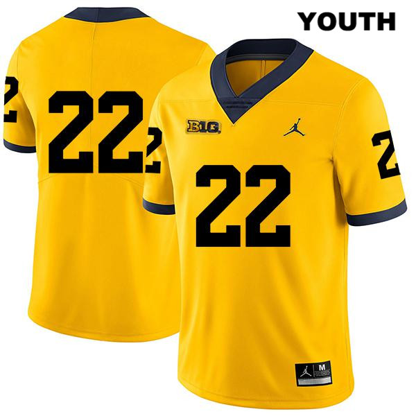 Youth NCAA Michigan Wolverines Gemon Green #22 No Name Yellow Jordan Brand Authentic Stitched Legend Football College Jersey MO25N43HI